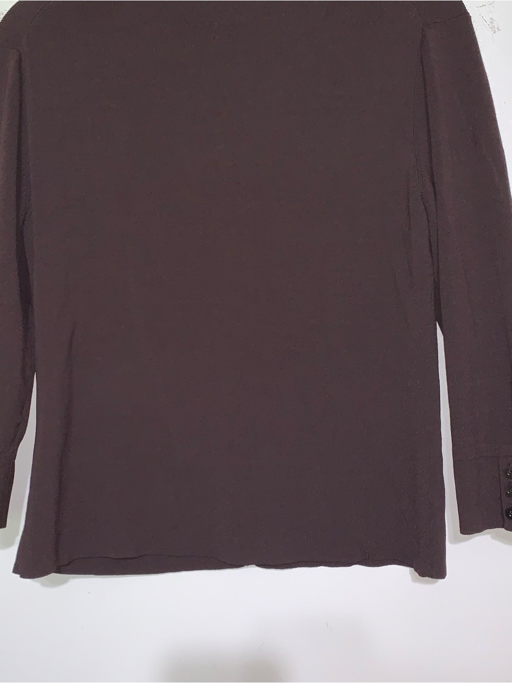 Talbots Chocolate Brown V-Neck Button-Front Medium - Picture 4 of 5
